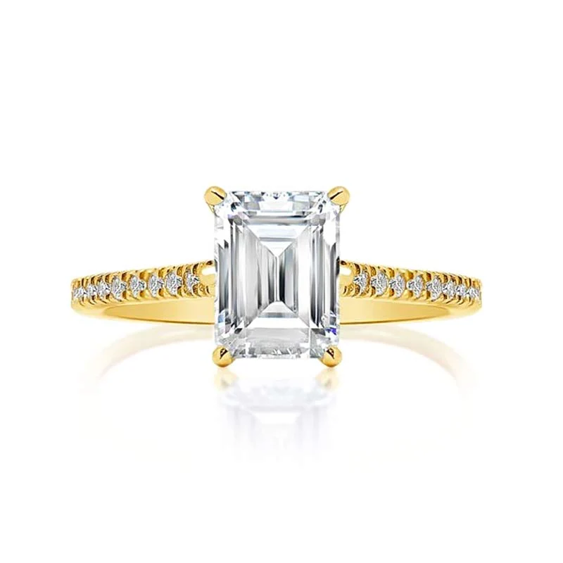 14K Yellow Gold Emerald Diamond Engagement Setting
