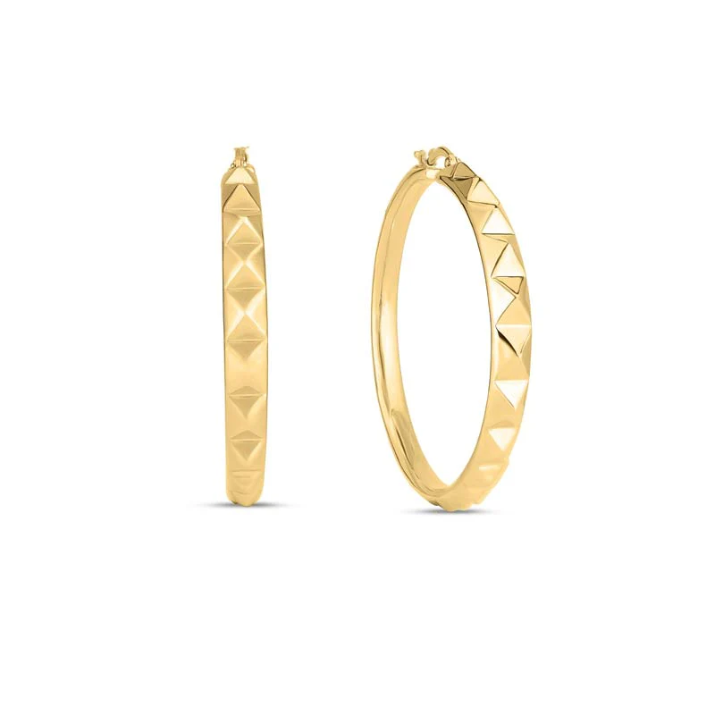 Designer Gold Pyramid Hoop Earrings