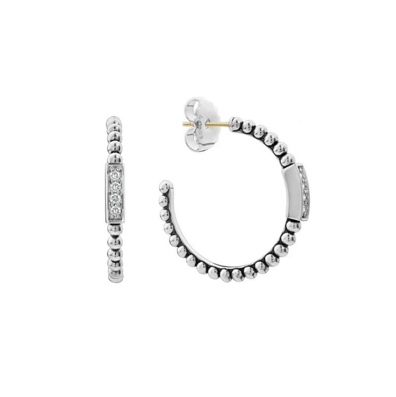 Beaded Diamond Hoop Earrings