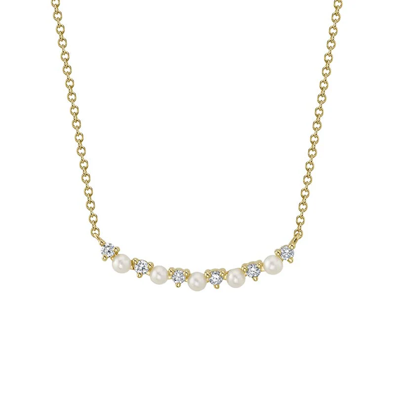 Bliss Pearl and Diamond Smile Necklace