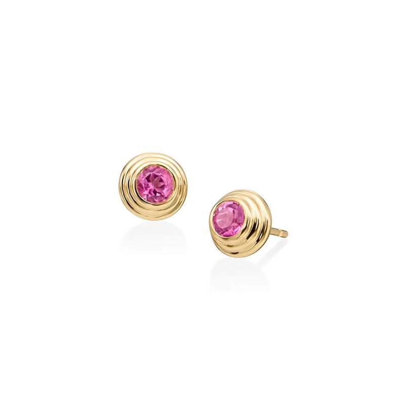 Bliss Triple Bezel Pink Topaz Studs