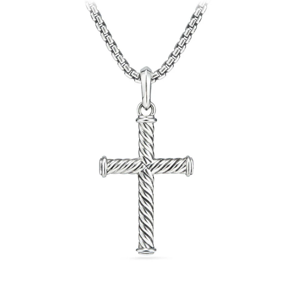 David Yurman Cable Cross Pendant in Sterling Silver, 35mm