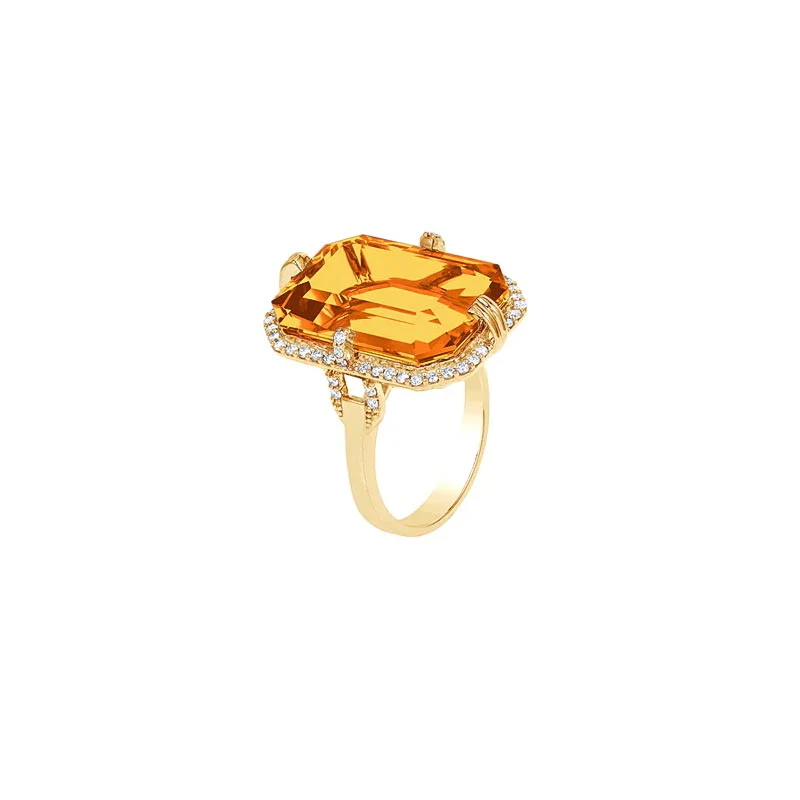 Emerald Cut Citrine Ring