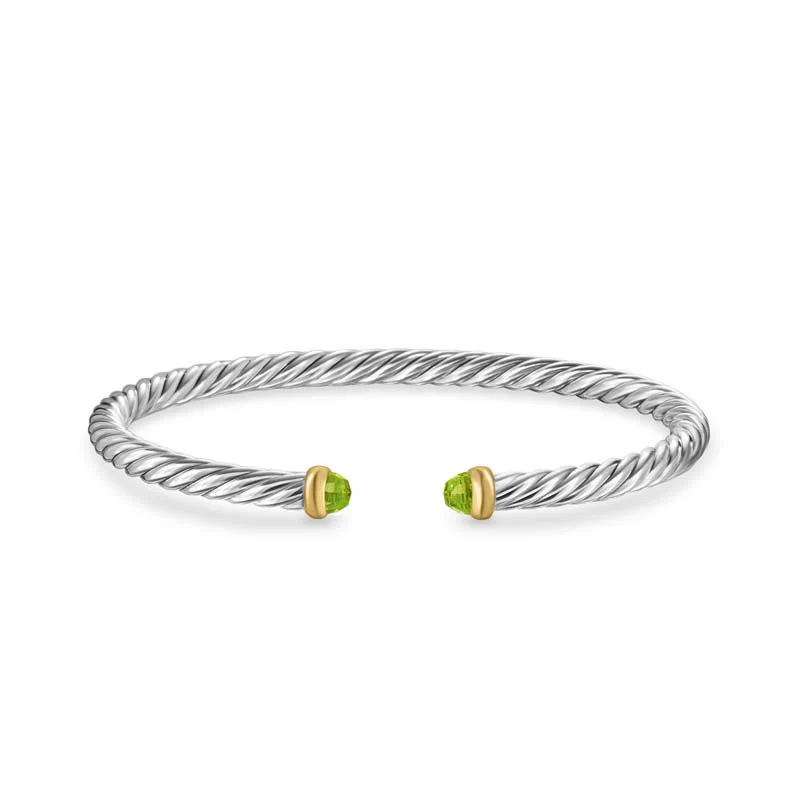David Yurman Cable Flex Bracelet with 14K Yellow Gold and Peridot, 4mm