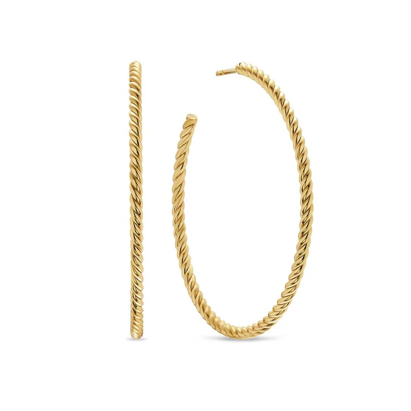 David Yurman Cable Hoop Earrings in 18K Yellow Gold, 42.3mm