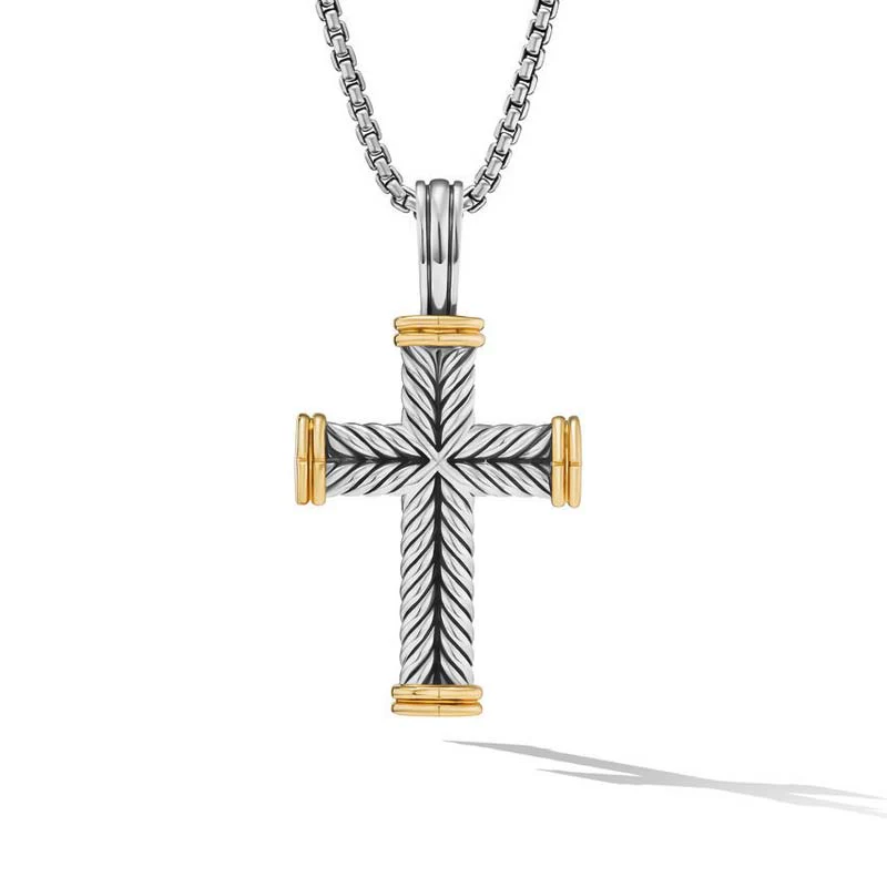 David Yurman Chevron Cross Pendant with 18K Yellow Gold, 33mm
