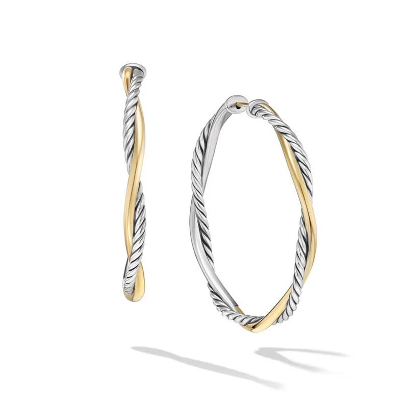 David Yurman Infinity Hoop Earrings in Sterling Silver with 14K Yellow Gold, 42mm