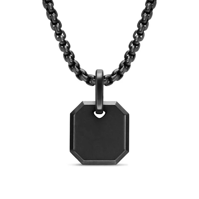 David Yurman Octagonal Amulet in Black Titanium
