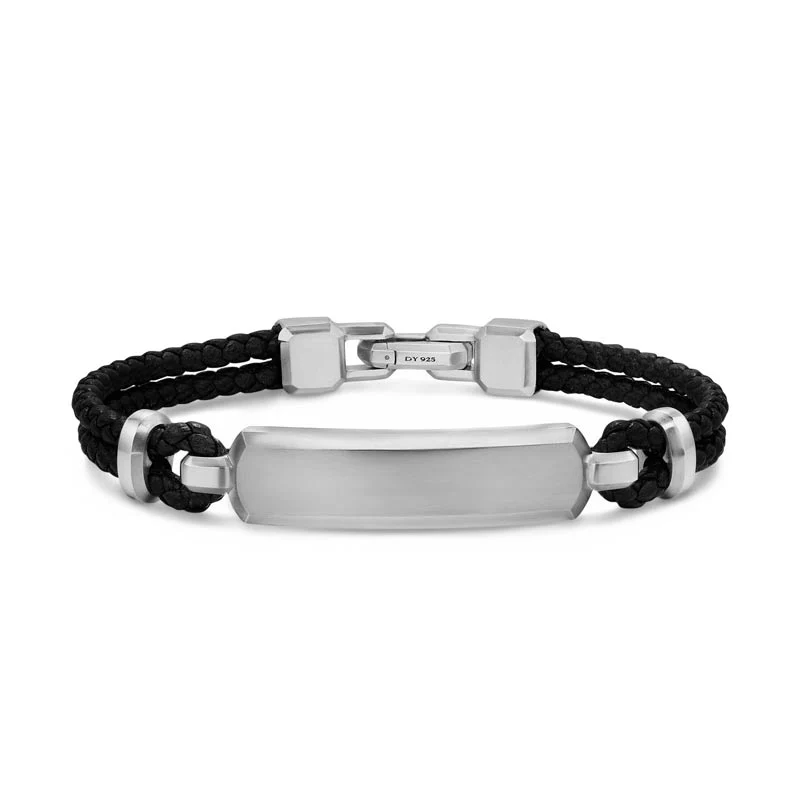 David Yurman Streamline ID Black Leather Bracelet