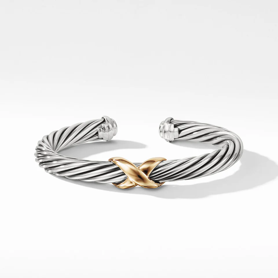 David Yurman X Classic Cable Station Bracelet with 14K Gold, 7mm