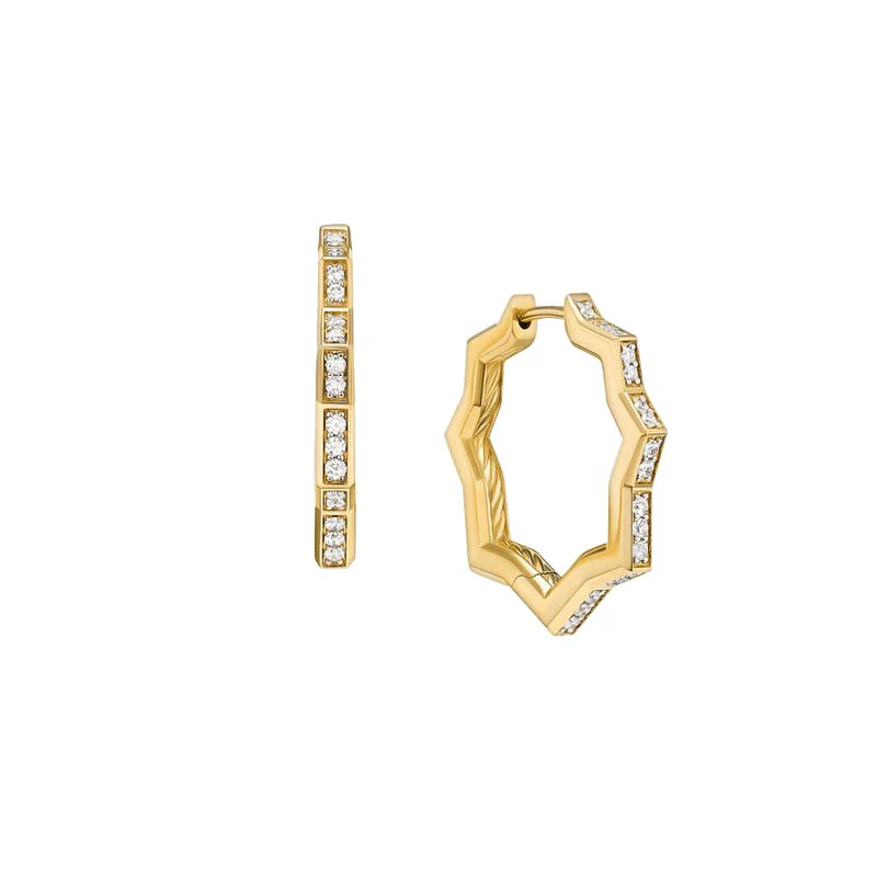 David Yurman Zig Zag Stax Hoop Earrings with Diamonds, 22.8mm