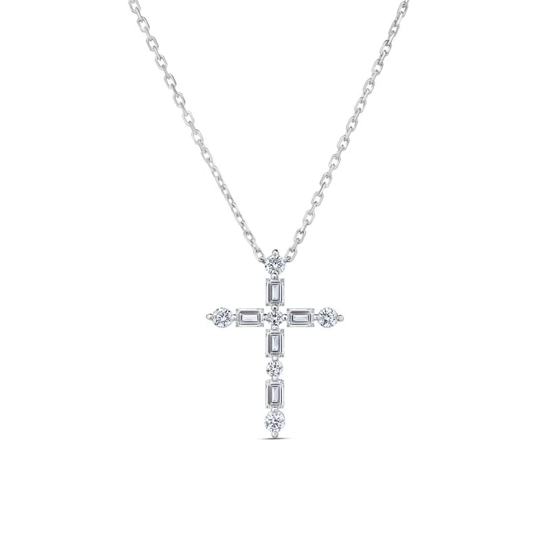 Diamond Princess Mixed Cut Cross Necklace