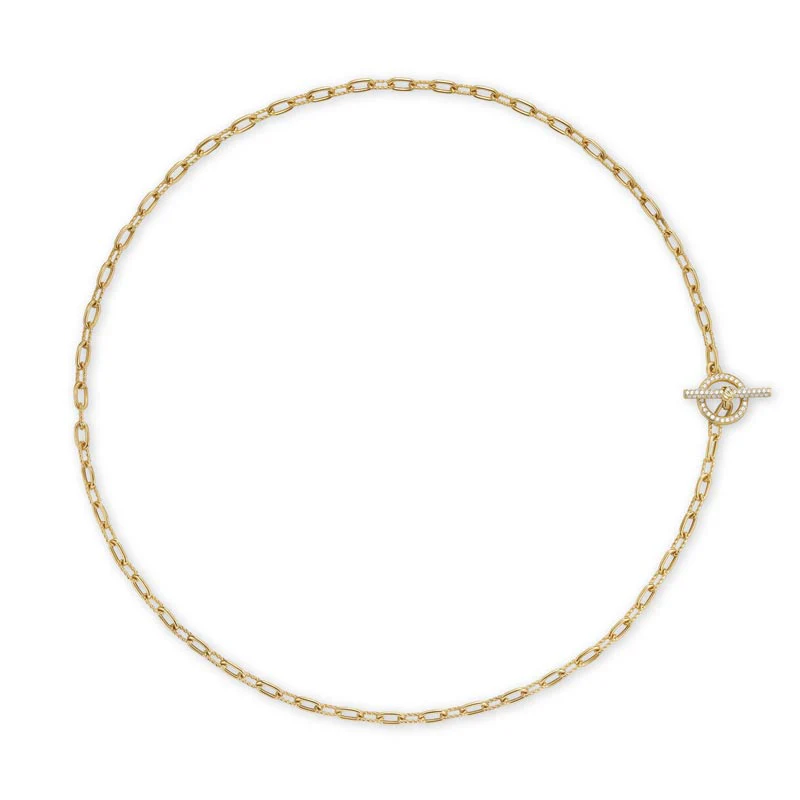 DY Madison Pave Diamond Toggle Chain Necklace in 18K Yellow Gold