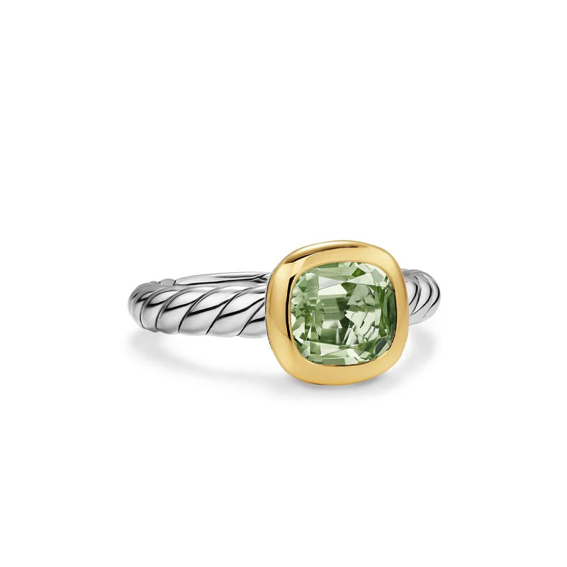 DY Mercer Prasiolite Ring with 18K Yellow Gold, 7mm