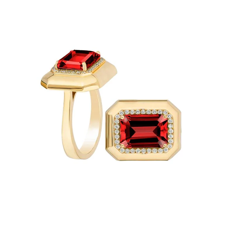 Emerald Cut Garnet Ring