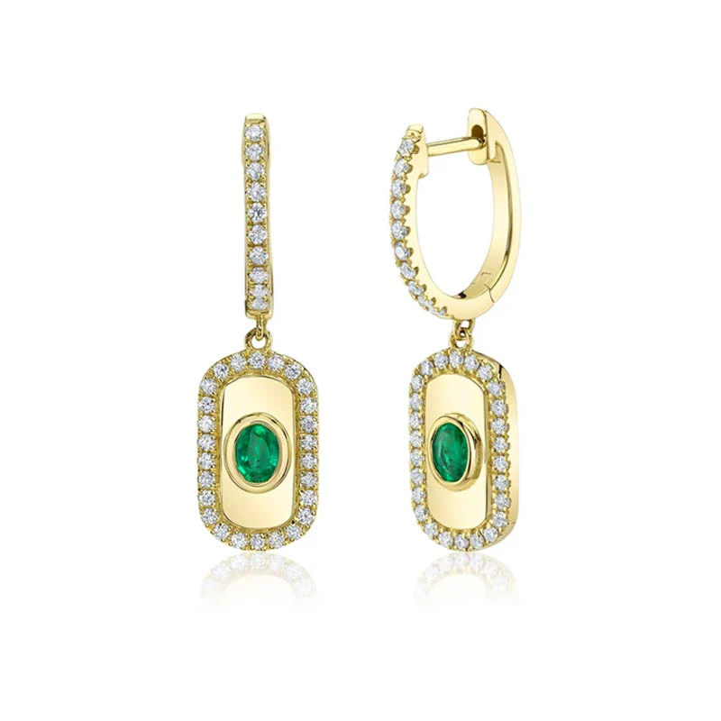 Emerald Medallion Drop Earrings