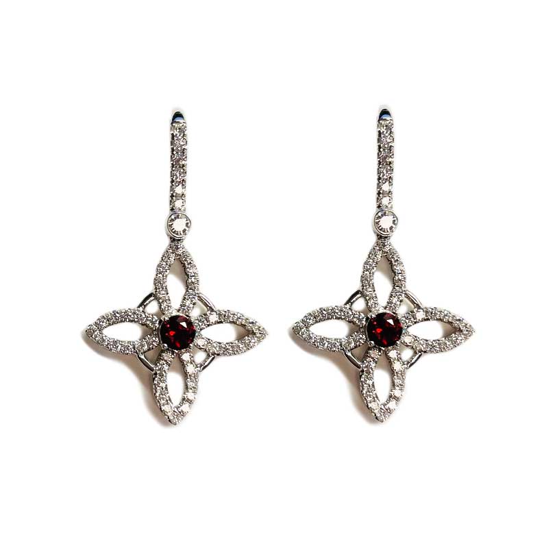 Gatana Flower Earrings with Diamond and Ruby