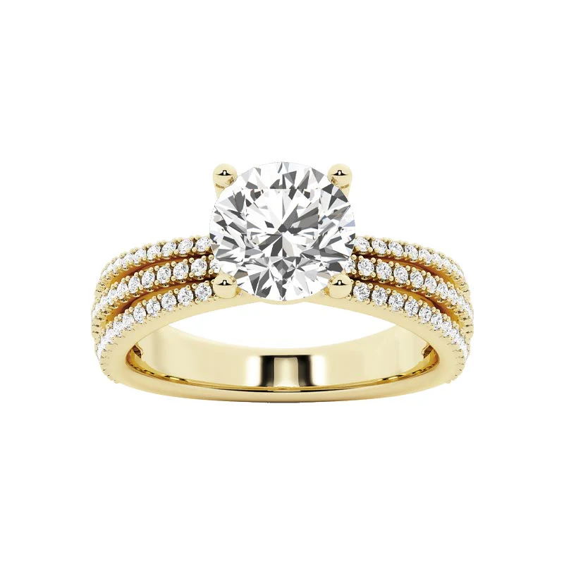 Legacy Wide Luxe Mulit Row Round Diamond Engagement Setting In 14K White Gold