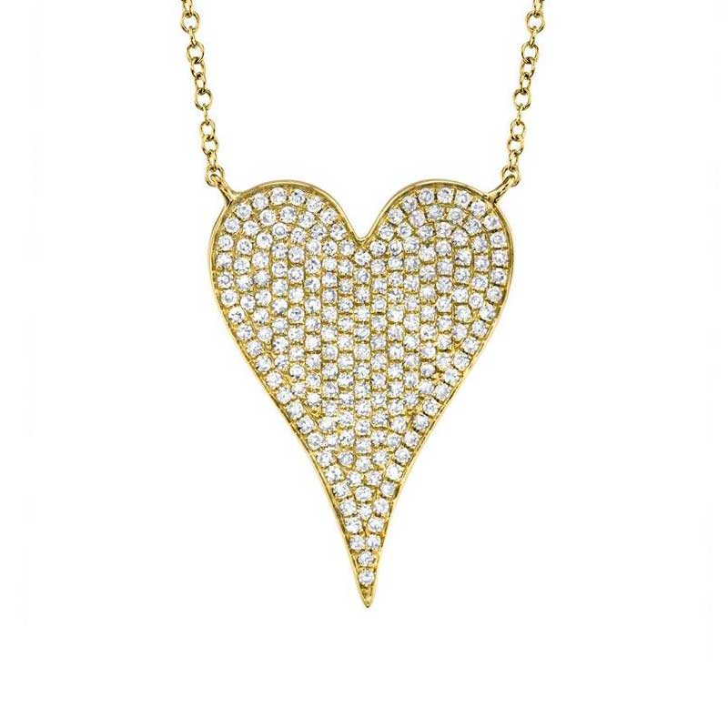 Large Pave Diamond Heart Necklace