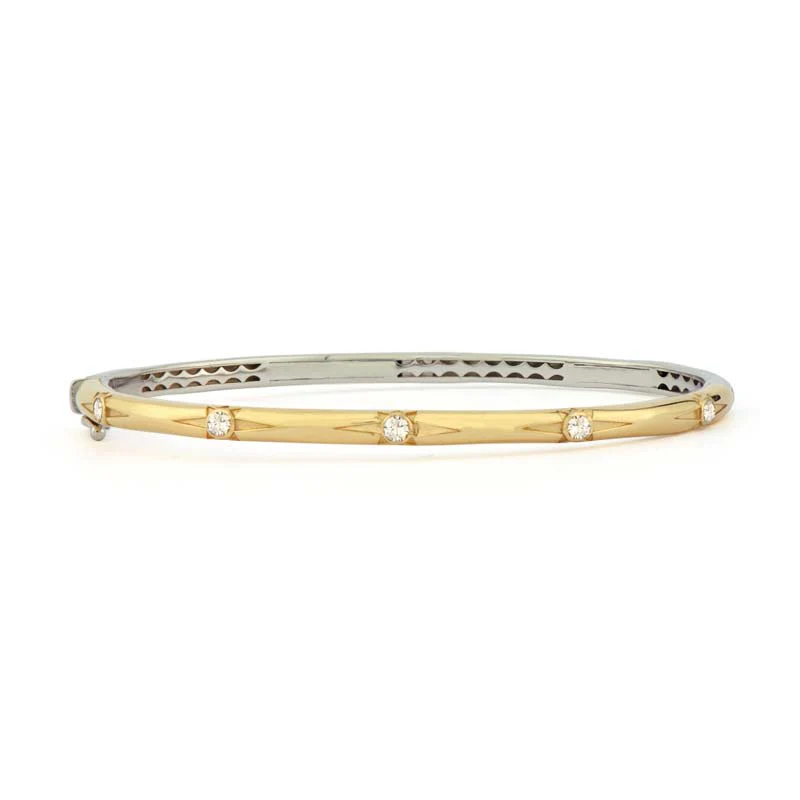 Narrow Two-toned Starburst Diamond Bangle