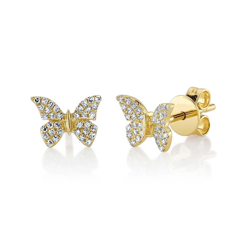 Pave Diamond Butterfly Stud Earrings
