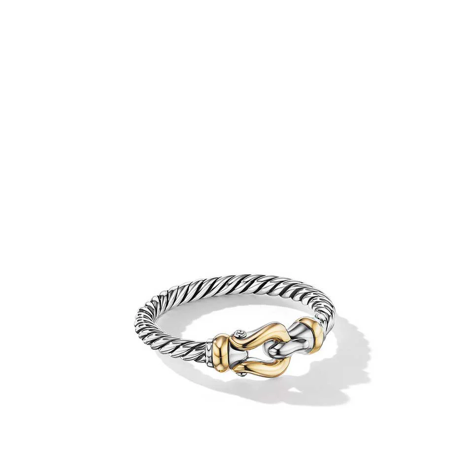 David Yurman Petite Buckle Ring with 18K Yellow Gold