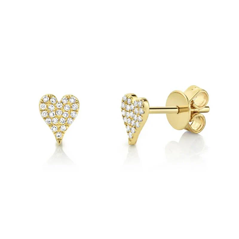 Petite Pave Diamond Heart Earrings