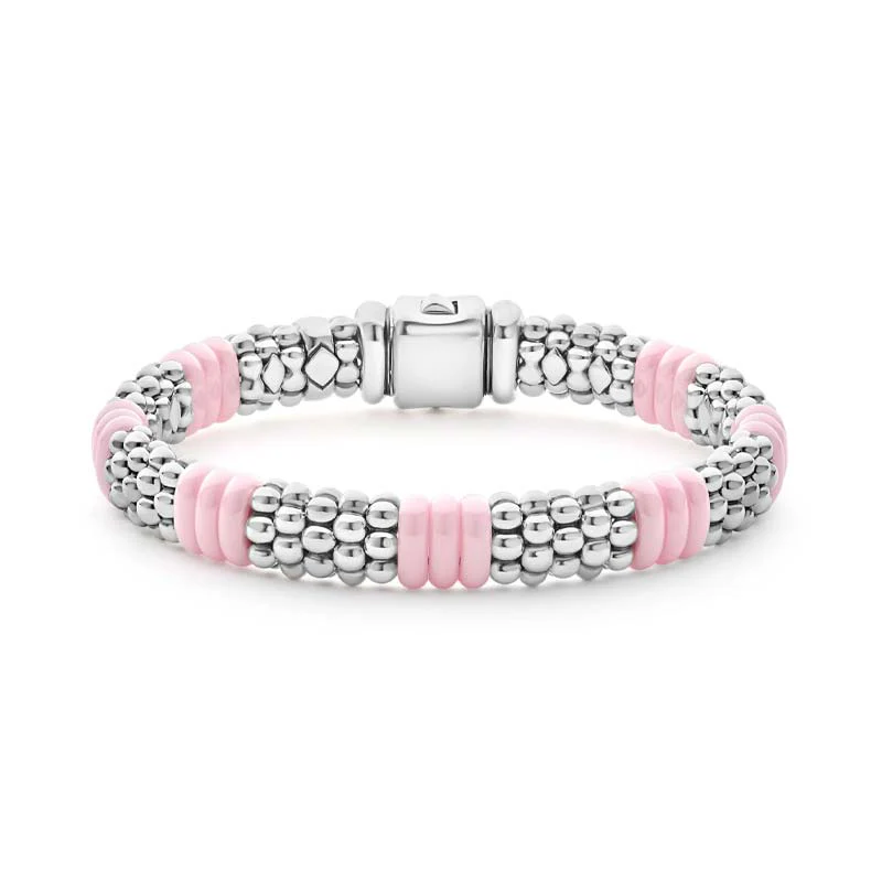 Pink Caviar Pink Ceramic Caviar Beaded Bracelet, 9mm