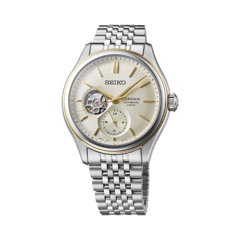 Presage Classic Series Open Heart Ivory Dial Watch, 40.2mm