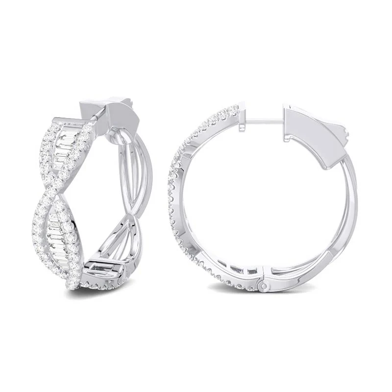 Prima 1.50ct White Gold Twisted Diamond Hoops