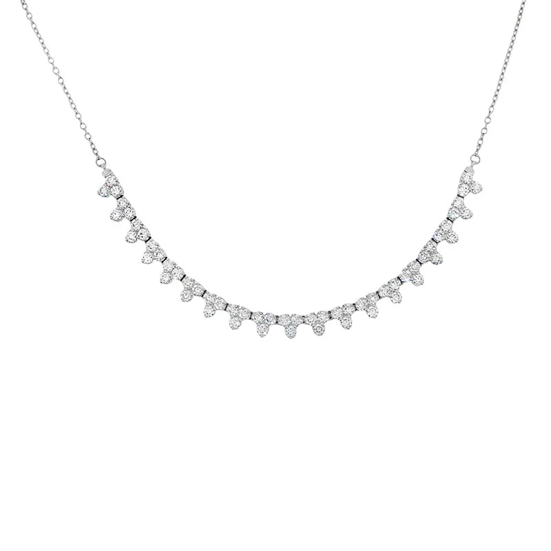 Prima 3.00ct Trio Smile Diamond Necklace in White Gold