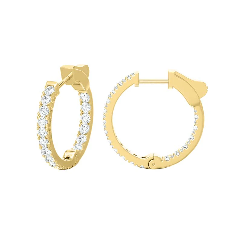 Prima 3.00ct Yellow Gold Inside Outside Diamond Hoops