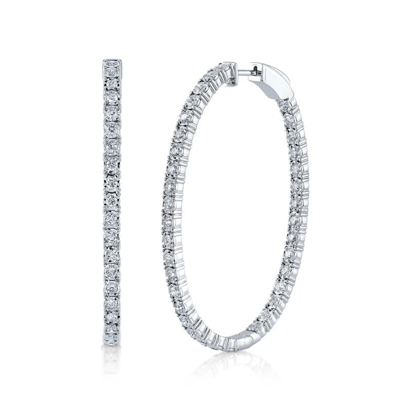 Prima Inside Outside Oval Diamond Hoops, 2"