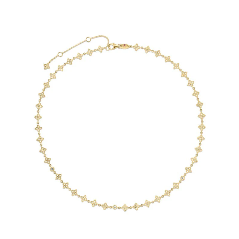 Princess Flower Diamond and Flower Link Necklace