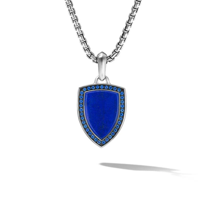 David Yurman Shield Amulet with Lapis and Sapphires, 27mm