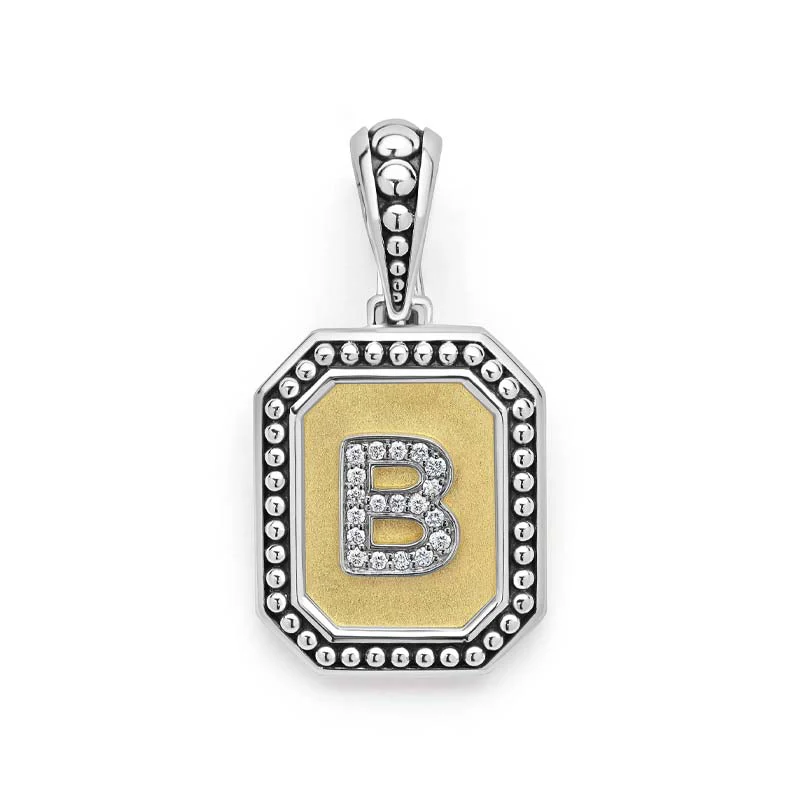 Signature Caviar Octagon Diamond 'B' Initial Charm