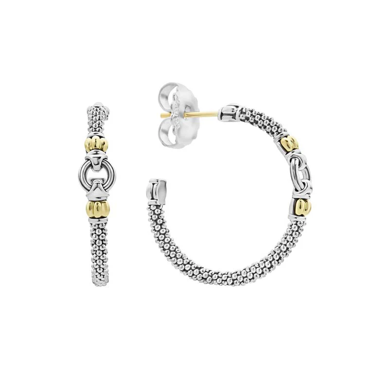 Signature Caviar Two-Tone Caviar Hoop Earrings, 28mm