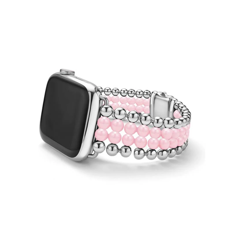 Smart Caviar Pink Ceramic and Stainless Steel Infinite Apple Watch Bracelet, 38-45mm